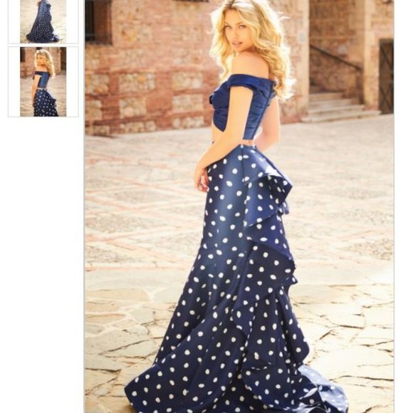 Sherri Hill Dresses & Skirts - Sherri Hill 51865 Navy Polka Dot Two Piece Dress